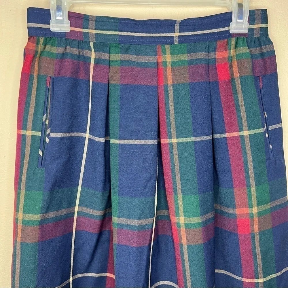 Vintage Pendleton Wool Plaid Pleated Skirt Midi Small Academia Preppy